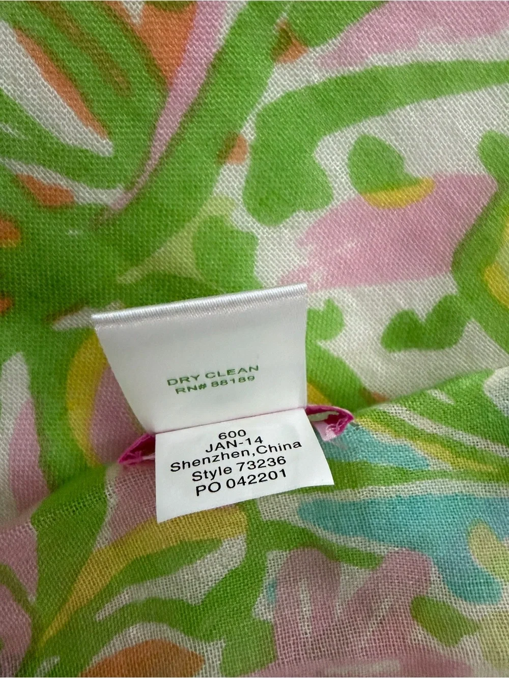 Lilly Pulitzer Murfee scarf Elephant Ears large 72x 27 pink green blue orange